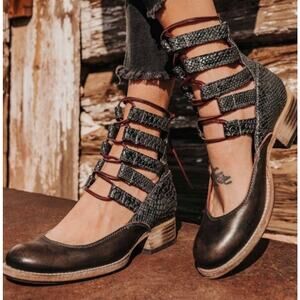 FREEBIRD BY STEVEN Malone Shoes Black Croc 8 NWOB